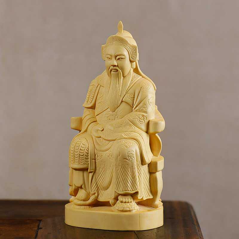 黄杨木雕真武大帝玄武雕像摆件人物圆雕传统木质工艺品家居收藏品