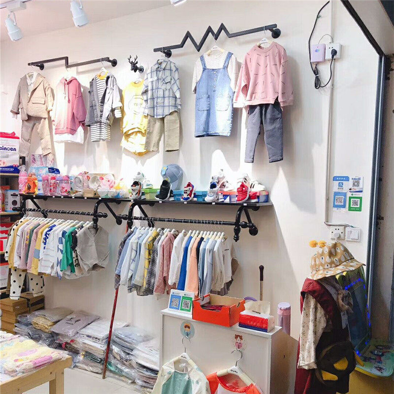 服装店展示架上墙女童装店铺装修货架墙上壁挂式组合挂衣架正侧挂