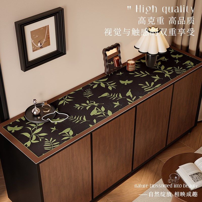 复古风餐边柜台面保护垫轻奢高级感桌布防水防油皮革桌垫电视柜垫,居家布艺,桌布,淘宝优惠券,粉丝福利购,淘宝优惠卷