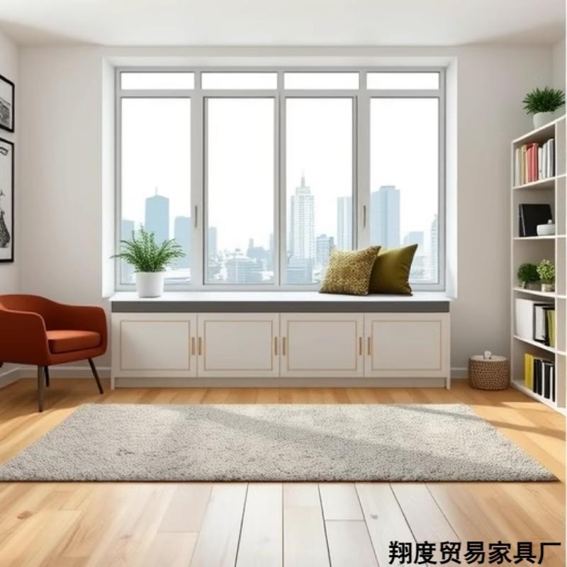 实木柜阳台柜飘窗柜可坐地柜自由组装床边收纳柜储物柜阳台