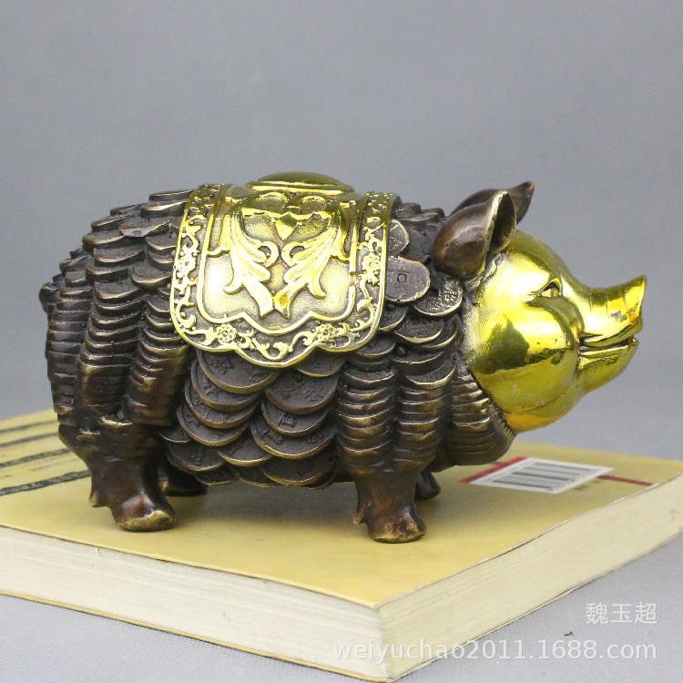 纯铜猪摆件金钱猪铜福猪十二生肖猪可爱猪工艺品摆件客厅饰品