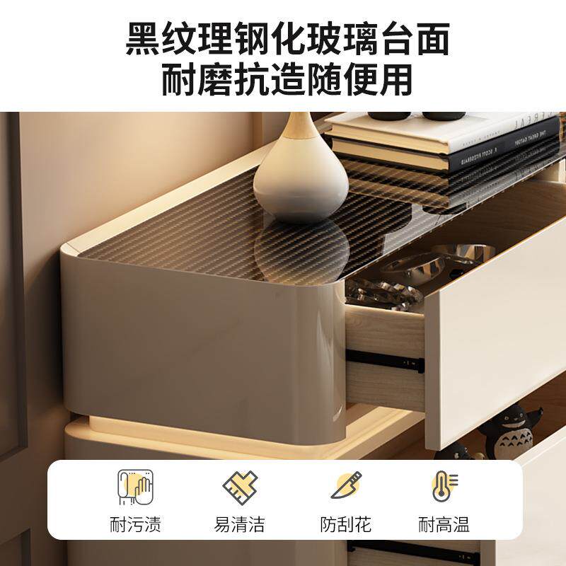 c^法式奶油风卧室八斗柜床尾收纳置物柜轻奢感主卧靠墙五斗柜