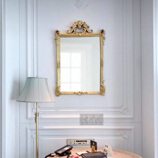 106x73美欧轻法式别墅客厅装饰镜玄关镜浴室挂镜化妆镜壁炉镜金色