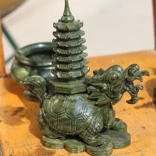 玉石工艺品南玉龙龟塔摆件长寿龟龙龟文昌塔玉石摆件
