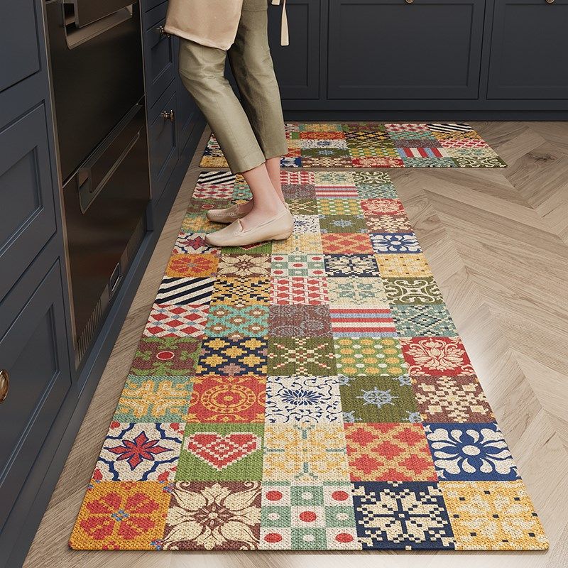 厨房地垫民族风防滑脚垫耐脏除尘防摔免洗地毯家用长条垫美式复古,居家布艺,厨房地垫,淘宝优惠券,粉丝福利购,淘宝优惠卷