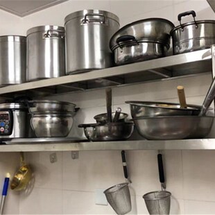 厨房不锈钢吊架三层挂墙壁挂式后厨收纳置物架2上墙微波炉调料架