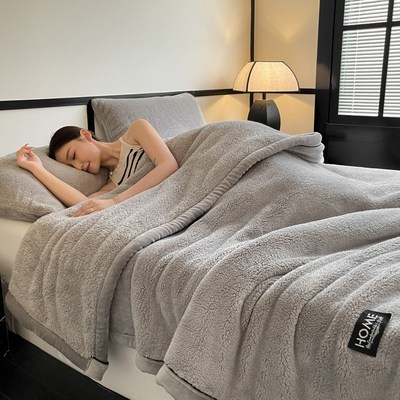 毛毯加厚冬季珊瑚绒盖毯办公室午睡毯沙发毯宿舍保暖半边绒小毯子