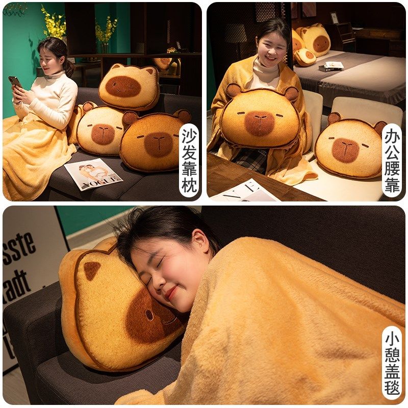 水豚抱枕被二合一沙发靠枕办公室睡觉空调毯子车载枕头午睡毯两用,居家布艺,抱枕被,淘宝优惠券,粉丝福利购,淘宝优惠卷