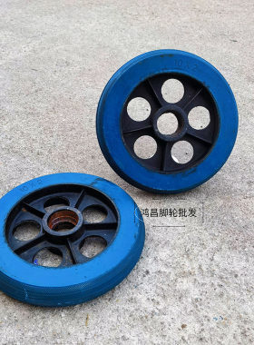 重型10寸铁心弹力轮铁芯包胶静音工业轮10x2橡胶轮250直径推车轮