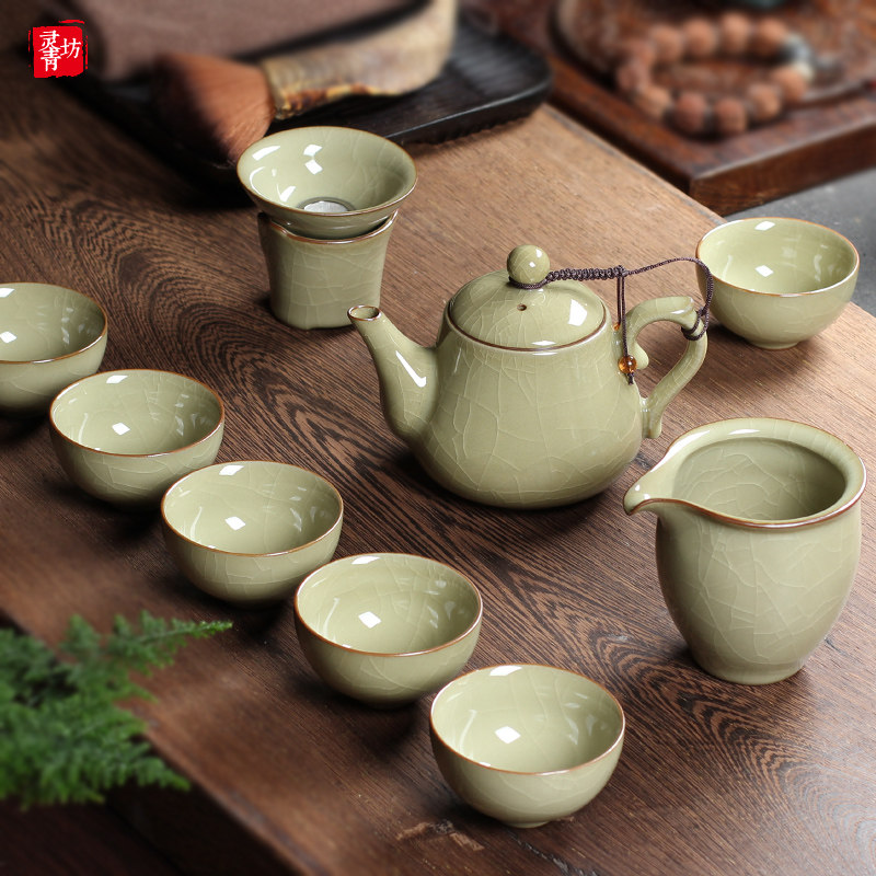 灵青坊大号茶壶茶具陶瓷冰裂大容量功夫茶具茶壶茶杯套装