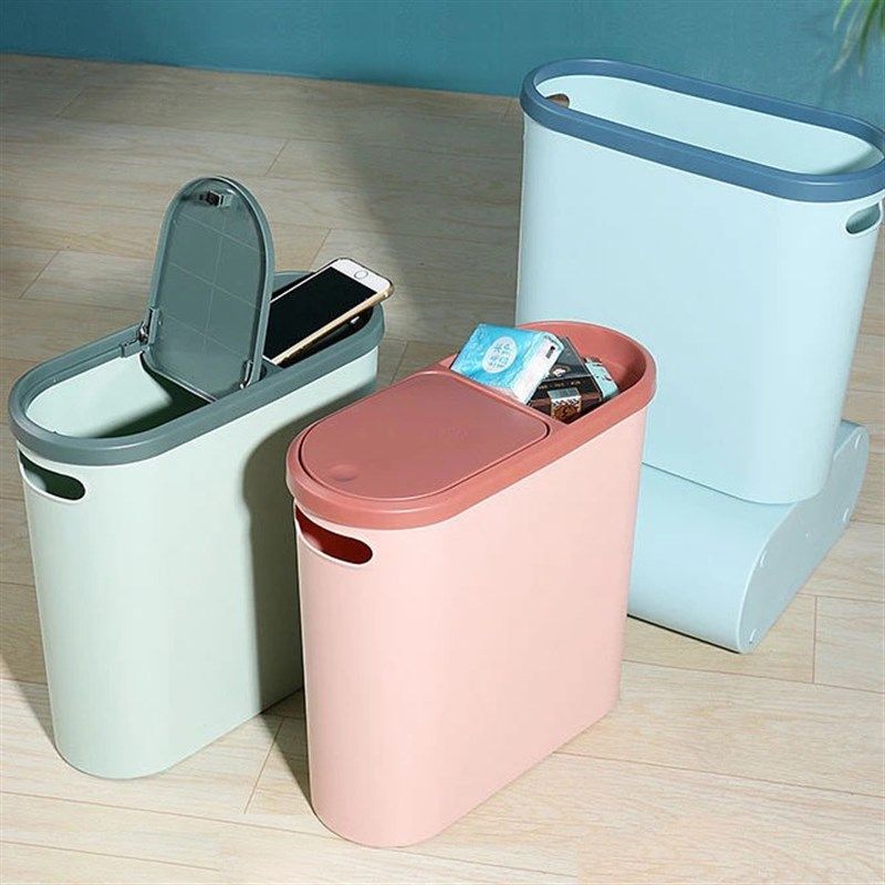 加厚夹缝垃圾桶带盖厕所卫生间北欧纸篓防水防臭收纳大号可爱包邮