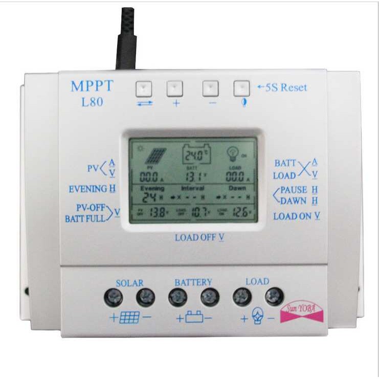 12V24V80A太阳能控制器L80电量电压电流液晶显示太阳能充电控制器