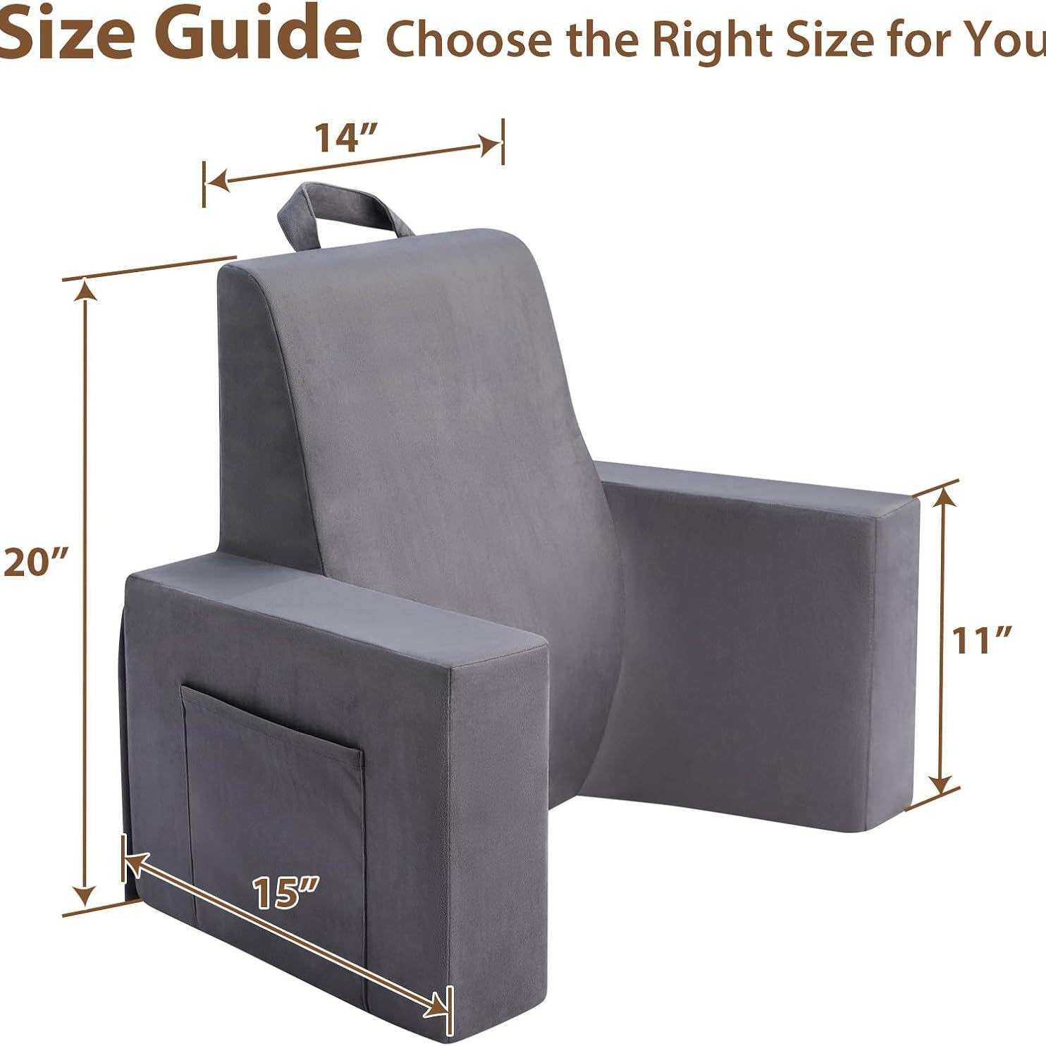 卧室坐床上阅读用成人抱枕带口袋坐立阅读背枕实心支撑海绵支撑枕