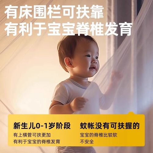 丸丫防摔蚊帐儿童 婴儿床围栏专用蚊帐 2024款蒙古包家用一体式
