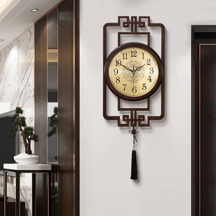 新中式 客厅挂钟中国风家用静音钟表创意挂表万年历电子钟时钟挂墙
