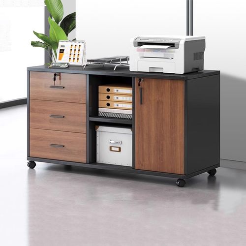 办公桌下收纳柜文件柜矮柜打印机放置柜带锁抽屉柜办公室边柜侧柜