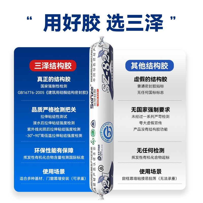三泽结构胶强力高粘度外墙防水密封胶门窗专用室外耐候中性玻璃胶