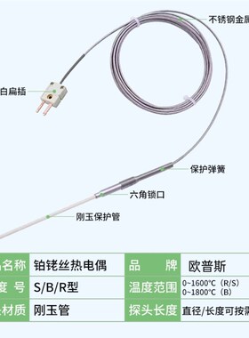 R/S/B型铂铑热电偶0-1800度耐高温刚玉快速响应可定制温度传感器