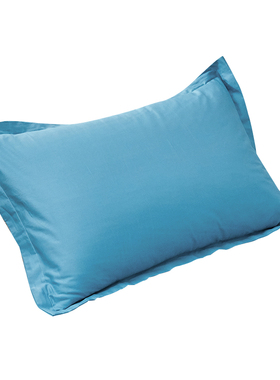 纯棉枕套全棉单人枕头套信封式48x74cm学生纯素色蓝色枕芯套1只装