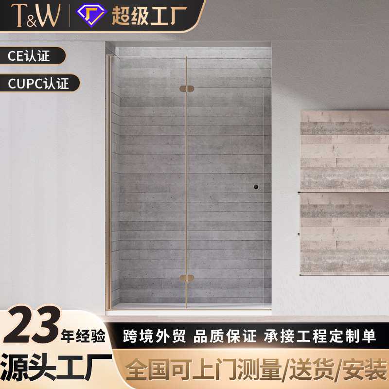 特拉维尔极一字形淋浴房双层窄边框 隔断玻璃门家用浴室浴屏定 制