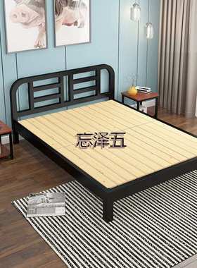 PCGS网红铁艺床单人床铁架床1米5铁床双人床加厚加固出租房床现代