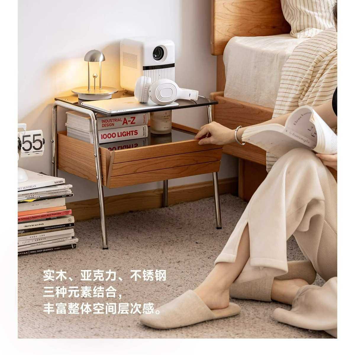 床头柜樱桃木边柜北欧卧室小户型省空间家用实木收纳柜现代角几,模玩/动漫/周边/娃圈三坑/桌游,模型制作工具/辅料耗材,淘宝优惠券,粉丝福利购,淘宝优惠卷