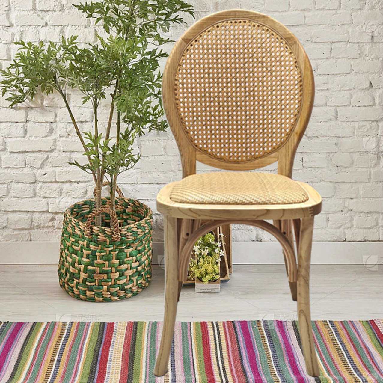 欧式复古餐椅实木靠背餐桌椅藤编椅子咖啡厅田园风餐厅椅北欧风