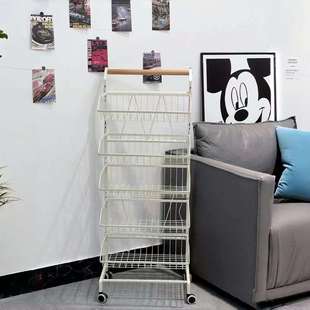 镂空网篮厨房置物架落地多层可移动家用小推车蔬菜篮收纳储物架子