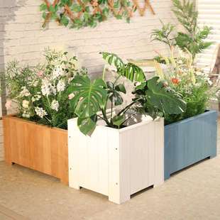 防腐木花箱实木特大花盆阳台种植箱正方形庭院木质花槽户外种树箱