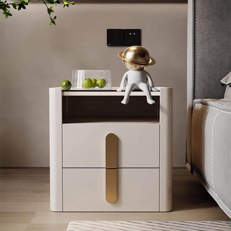 现代简约钢化玻璃床头柜意式极简家用床边柜多功能创意储物侧边柜