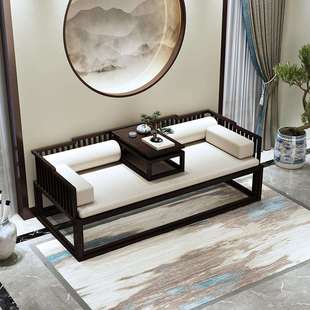 新中式推拉罗汉床实木中式白蜡木户型家用沙发床榻可伸缩贵妃床榻