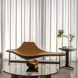 北欧客厅阳台皮艺单人马萨德躺椅异形一号航站楼沙发椅高靠背轻奢