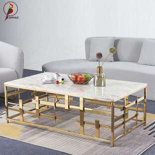 现代简约金属不锈钢大理石茶几轻奢客厅不锈钢简约长角几小户型