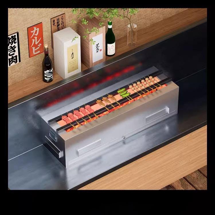 日式烧鸟炉商用设备日料耐火木炭烤炉炭火烧鸟不锈钢烤羊肉烧烤炉