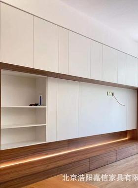 厂家全屋定制爱格板W1000搭配木纹H1181极简风格电视墙柜北京