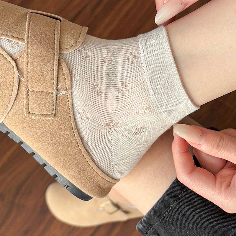【下单立减50】女轻薄网眼镂空透气棉袜春夏季薄款百搭短筒袜ZP