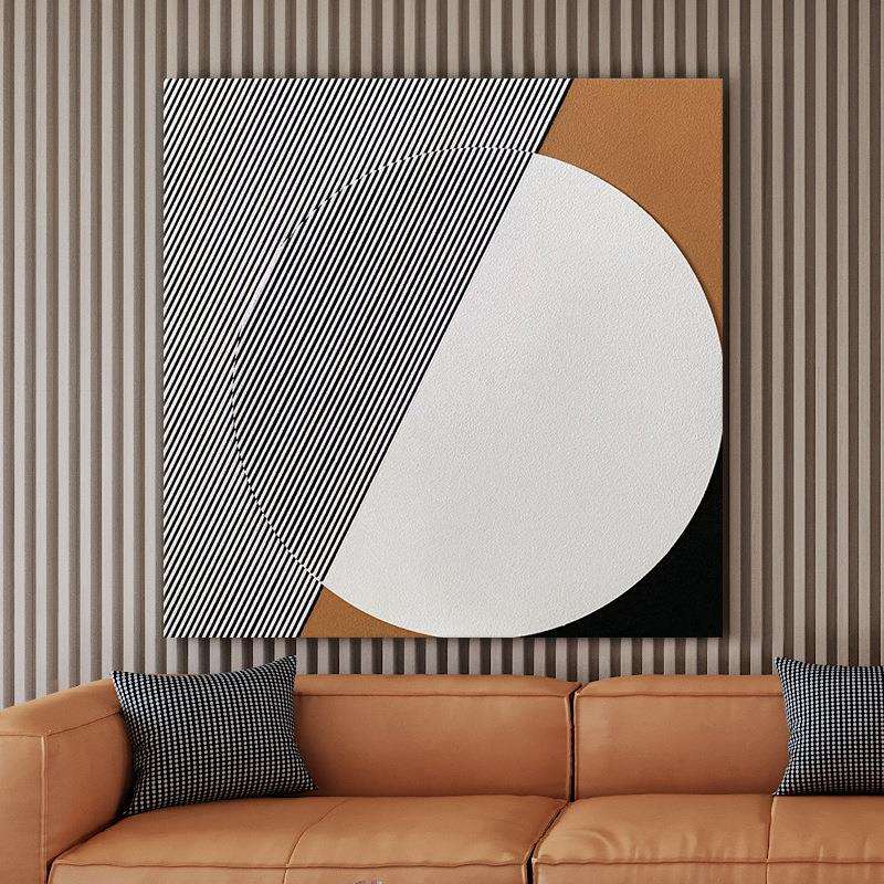 油画 手绘油画《方圆》玄关圆形装饰画客厅抽象画餐厅挂画现代画