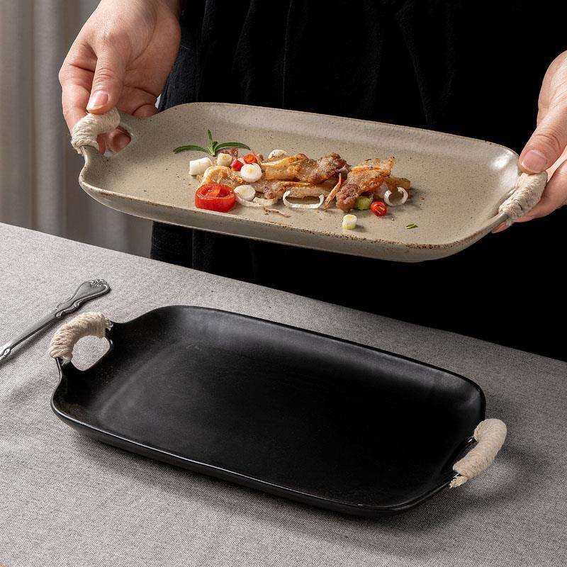 日式陶瓷餐具复古双耳鱼盘麻绳长方形盘子浅盘寿司料理菜盘哑光色,玩具/童车/益智/积木/模型,毛绒/玩偶/公仔/布艺类玩具,淘宝优惠券,粉丝福利购,淘宝优惠卷