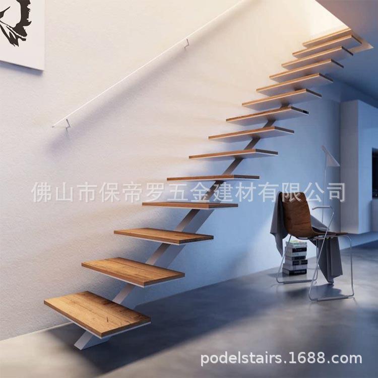 保帝罗钢木简约风楼梯扶手立柱栏杆 直梁单龙骨楼梯