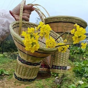 纯手工编织儿童背篼苗族背篓拍照背篓道具背篼竹编竹竹子凉背篓