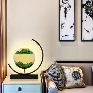 床头灯流沙画台灯新款台灯超亮夜灯卧室灯中国风装饰玻璃沙漏台灯