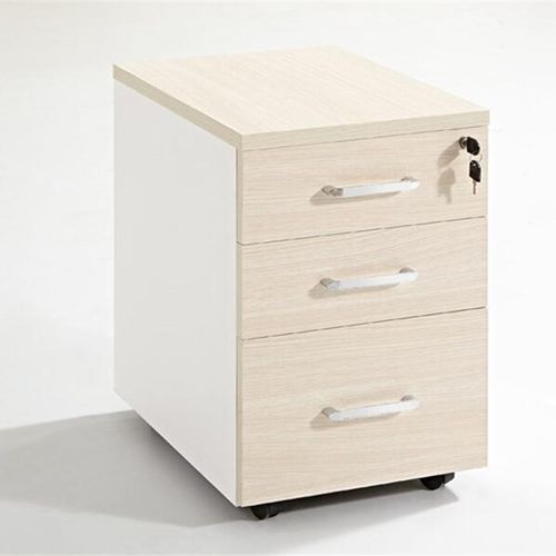 木质办公室落地文件柜带锁三抽屉资料柜储物移动桌下矮柜小柜子