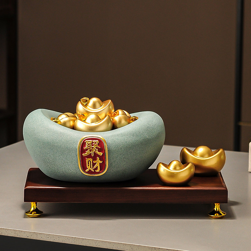 办公室元宝聚宝盆摆件招财聚财客厅玄关屏风酒柜装饰开业乔迁礼物,家居饰品,装饰摆件,淘宝优惠券,粉丝福利购,淘宝优惠卷