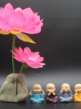 中式禅意和尚莲花家居装饰工艺品客厅电视酒柜玄关佛堂桌面小摆件