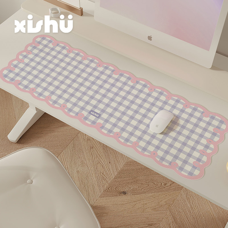 西树 奶油风桌面办公书桌保护垫键盘鼠标垫皮革防水防油耐脏桌布