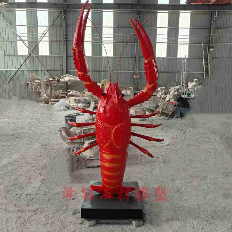 现货玻璃钢龙虾雕塑大型仿真卡通摆件发光模型海洋馆餐厅美陈装饰