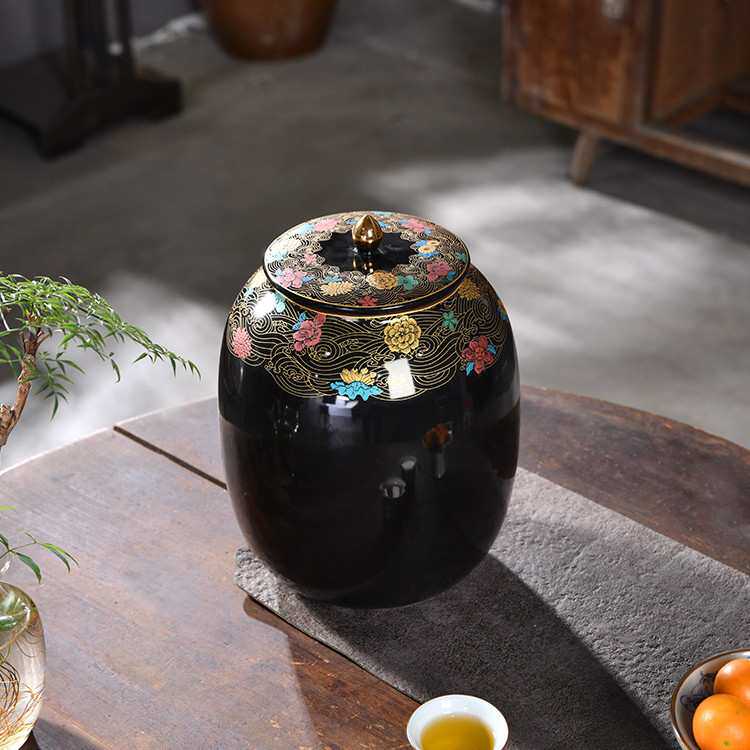 海浪粗陶窑变茶叶罐陶瓷存茶罐密封储蓄存茶叶简约家用密封罐