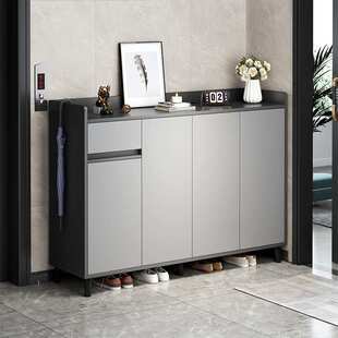 入户门口鞋柜实木小户型一体柜家用加高超薄窄款楼道玄关防尘多层