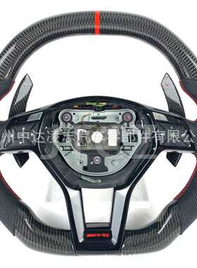 适用于奔驰AB级C级CLS级CLA45W204W176W218W219方向盘碳纤维改装