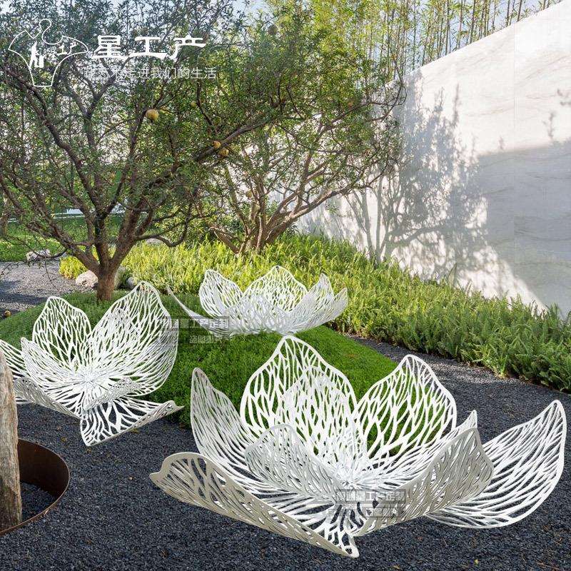 楼盘园林水景水池不锈钢花装饰金属植物雕塑城市别墅商场景观摆件